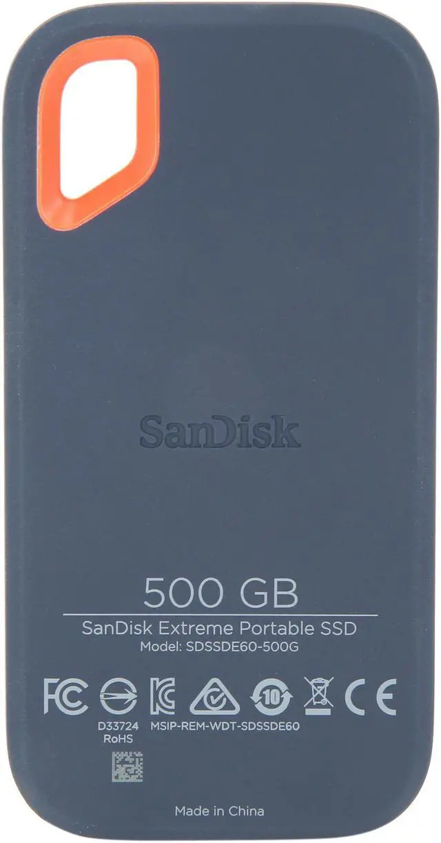 Alt view image 5 of 5 - SanDisk 500GB Extreme Portable External SSD - Up to 550 MB/s - USB-C, USB 3.1 - SDSSDE60-500G-G25