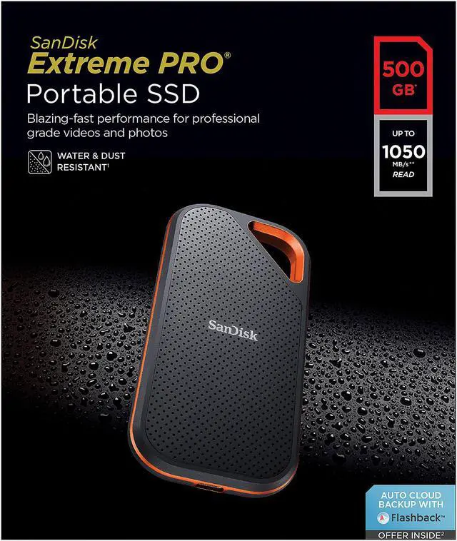 Alt view image 5 of 6 - SanDisk 500GB Extreme PRO Portable External SSD - Up to 1050 MB/s - USB-C, USB 3.1 - SDSSDE80-500G-A25