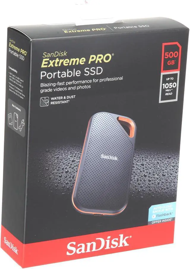 Alt view image 6 of 6 - SanDisk 500GB Extreme PRO Portable External SSD - Up to 1050 MB/s - USB-C, USB 3.1 - SDSSDE80-500G-A25