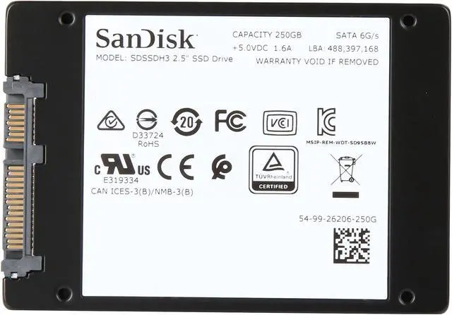 Alt view image 4 of 5 - SanDisk Ultra 3D 2.5" 250GB SATA III 3D NAND Internal Solid State Drive (SSD) SDSSDH3-250G-G25