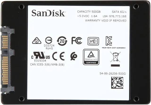 Alt view image 5 of 5 - SanDisk Ultra 3D 2.5" 500GB SATA III 3D NAND Internal Solid State Drive (SSD) SDSSDH3-500G-G25