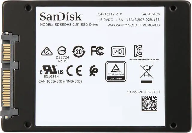 Alt view image 5 of 5 - SanDisk Ultra 3D 2.5" 2TB SATA III 3D NAND Internal Solid State Drive (SSD) SDSSDH3-2T00-G25