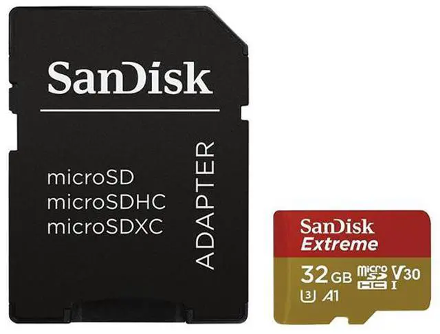 Alt view image 2 of 3 - SanDisk 32GB Extreme microSDHC V30 A1 UHS-I/U3 Memory Card with Adapter, Speed Up to 100MB/s (SDSQXAF-032G-GN6MA)