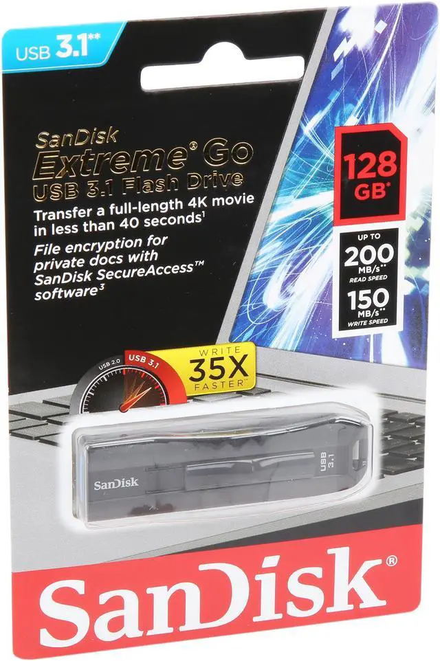 Alt view image 4 of 4 - SanDisk 128GB Extreme Go USB 3.1 Flash Drive, Speed Up to 200MB/s (SDCZ800-128G-G46)
