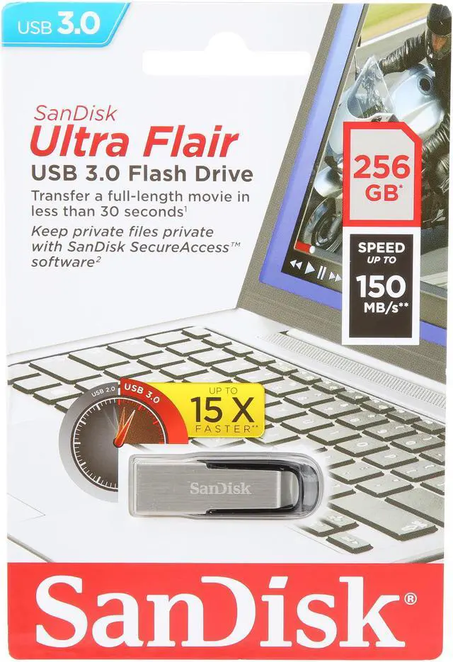 Alt view image 4 of 4 - SanDisk 256GB Ultra Flair CZ73 USB 3.0 Flash Drive, Speed Up to 150MB/s (SDCZ73-256G-G46)