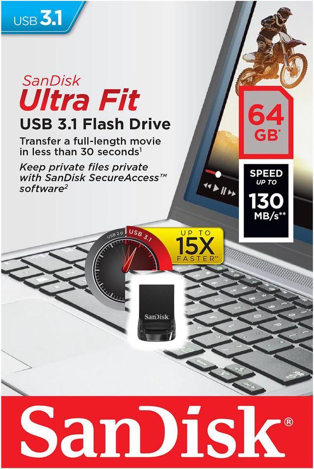 Alt view image 5 of 5 - Sandisk 64GB Ultra Fit USB 3.1 Flash Drive, Speed Up to 130MB/s (SDCZ430-064G-G46)
