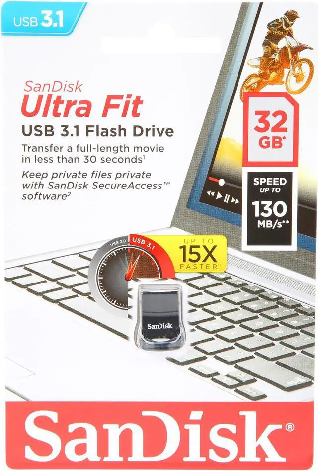 Alt view image 5 of 5 - Sandisk 32GB Ultra Fit USB 3.1 Flash Drive, Speed Up to 130MB/s (SDCZ430-032G-G46)