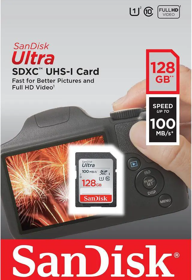 Alt view image 3 of 3 - SanDisk 128GB Ultra SDXC UHS-I/Class 10 Memory Card, Speed Up to 100MB/s (SDSDUNR-128G-GN6IN)