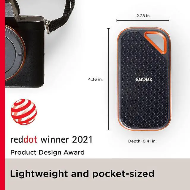 Alt view image 2 of 9 - SanDisk 2TB Extreme PRO Portable SSD - Up to 2000MB/s - USB-C, USB 3.2 Gen 2x2, IP65 Water and Dust Resistance, Updated Firmware - External Solid State Drive - SDSSDE81-2T00-G25