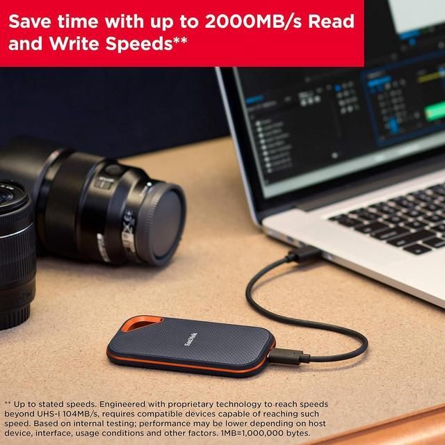 Alt view image 4 of 9 - SanDisk 2TB Extreme PRO Portable SSD - Up to 2000MB/s - USB-C, USB 3.2 Gen 2x2, IP65 Water and Dust Resistance, Updated Firmware - External Solid State Drive - SDSSDE81-2T00-G25