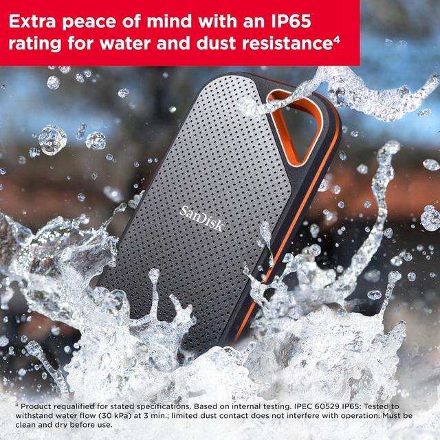 Alt view image 5 of 9 - SanDisk 2TB Extreme PRO Portable SSD - Up to 2000MB/s - USB-C, USB 3.2 Gen 2x2, IP65 Water and Dust Resistance, Updated Firmware - External Solid State Drive - SDSSDE81-2T00-G25