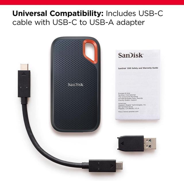 Alt view image 3 of 9 - SanDisk 1TB Extreme Portable SSD - Up to 1050MB/s, USB-C, USB 3.2 Gen 2, IP65 Water and Dust Resistance, Updated Firmware - External Solid State Drive - SDSSDE61-1T00-G25