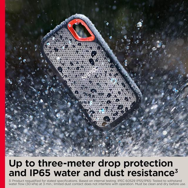 Alt view image 5 of 9 - SanDisk 1TB Extreme Portable SSD - Up to 1050MB/s, USB-C, USB 3.2 Gen 2, IP65 Water and Dust Resistance, Updated Firmware - External Solid State Drive - SDSSDE61-1T00-G25