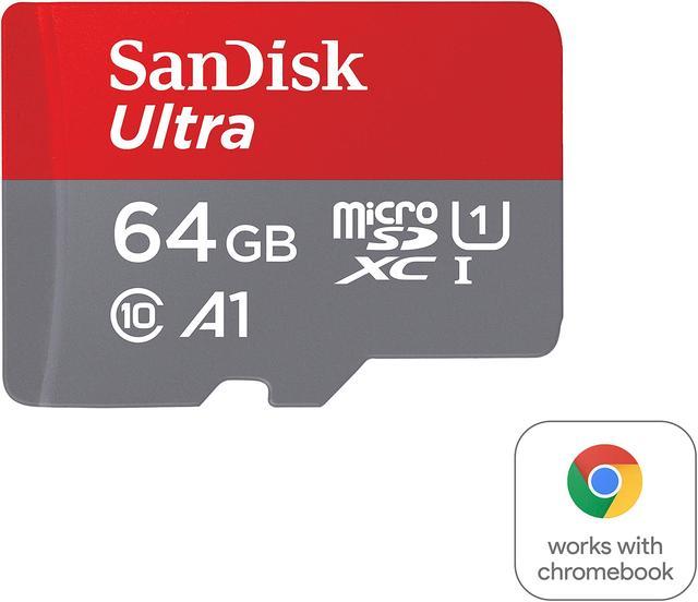 SanDisk 64GB Ultra microSDXC A1 UHS-I/U1 Class 10 Memory Card for  Chromebook, Speed Up to 120MB/s (SDSQUA4-064G-GN6FA) 