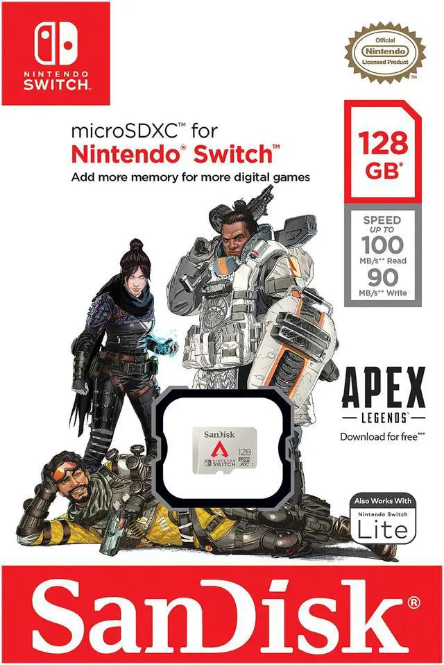 Alt view image 3 of 9 - SanDisk 128GB microSDXC Memory Card for Nintendo Switch, Apex Legends Edition, Speed Up to 100MB/s (SDSQXAO-128G-GN6ZY)