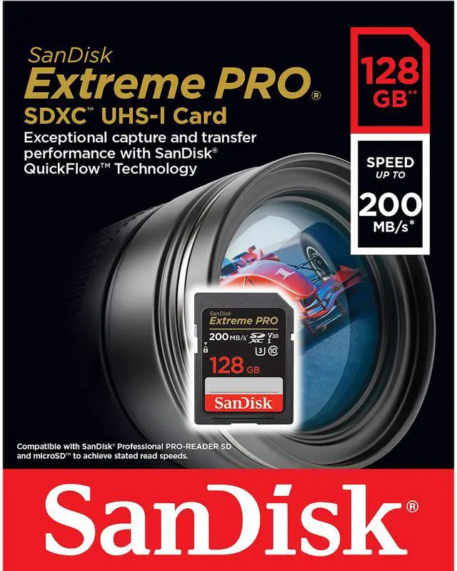 Alt view image 4 of 4 - SanDisk 128GB Extreme Pro SDXC UHS-I/U3 V30 Class 10 Memory Card, Speed Up to 200MB/s (SDSDXXD-128G-GN4IN)