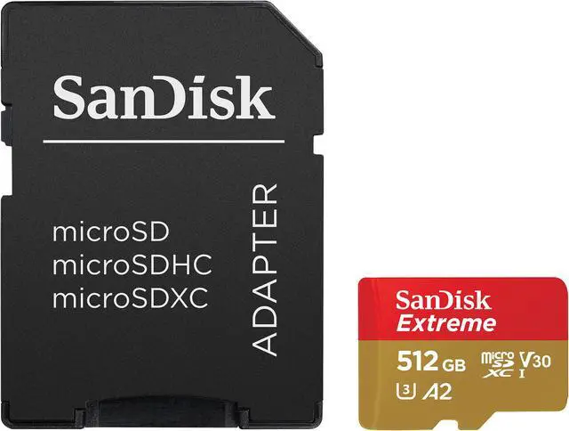 Alt view image 3 of 5 - SanDisk 512GB Extreme microSDXC UHS-I/U3 A2 Micro SD Card with Adapter, Speed Up to 190MB/s (SDSQXAV-512G-GN6MA)