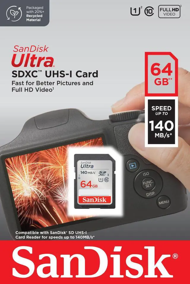 Alt view image 4 of 4 - SanDisk 64GB Ultra SDXC UHS-I / Class 10 Memory Card, Speed Up to 140MB/s (SDSDUNB-064G-GN6IN)