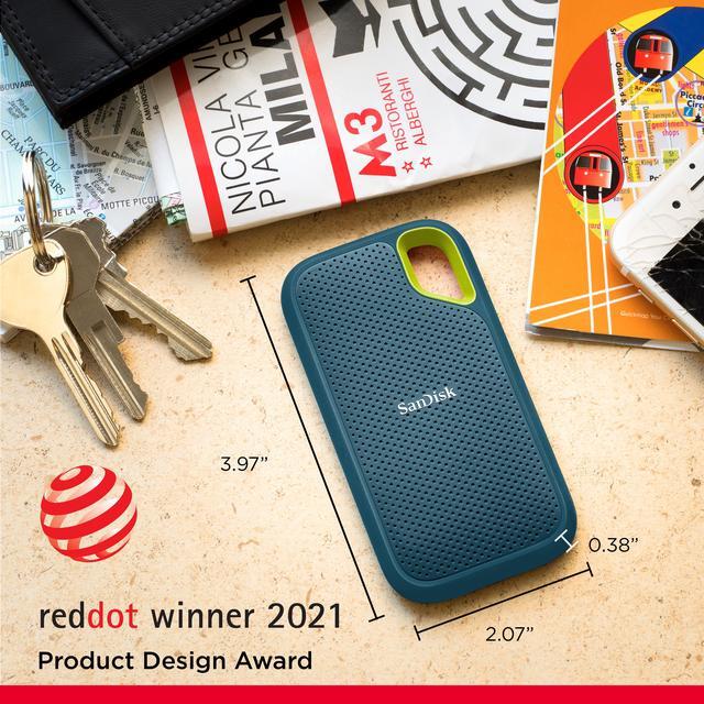Alt view image 3 of 7 - SanDisk 2TB Extreme Portable SSD - Up to 1050MB/s - USB-C, USB 3.2 Gen 2 - External Solid State Drive - SDSSDE61-2T00-G25M