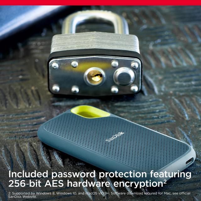 Alt view image 7 of 7 - SanDisk 2TB Extreme Portable SSD - Up to 1050MB/s - USB-C, USB 3.2 Gen 2 - External Solid State Drive - SDSSDE61-2T00-G25M