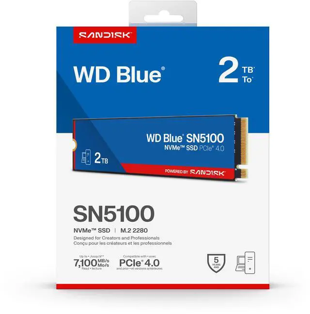 Alt view image 6 of 8 - SanDisk WD Blue SN5100 M.2 2280 2TB PCI-Express 4.0 x4 3D NAND Internal Solid State Drive (SSD) - WDS200T5B0E-00CPE0