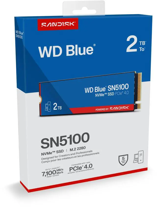 Alt view image 8 of 8 - SanDisk WD Blue SN5100 M.2 2280 2TB PCI-Express 4.0 x4 3D NAND Internal Solid State Drive (SSD) - WDS200T5B0E-00CPE0