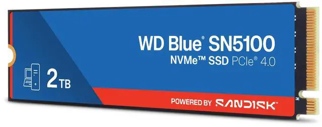 Alt view image 2 of 9 - SanDisk WD Blue SN5100 M.2 2280 1TB PCI-Express 4.0 x4 3D NAND Internal Solid State Drive (SSD) - WDS100T5B0E-00CPE0