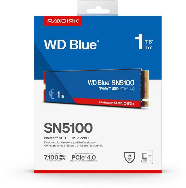 Alt view image 6 of 9 - SanDisk WD Blue SN5100 M.2 2280 1TB PCI-Express 4.0 x4 3D NAND Internal Solid State Drive (SSD) - WDS100T5B0E-00CPE0