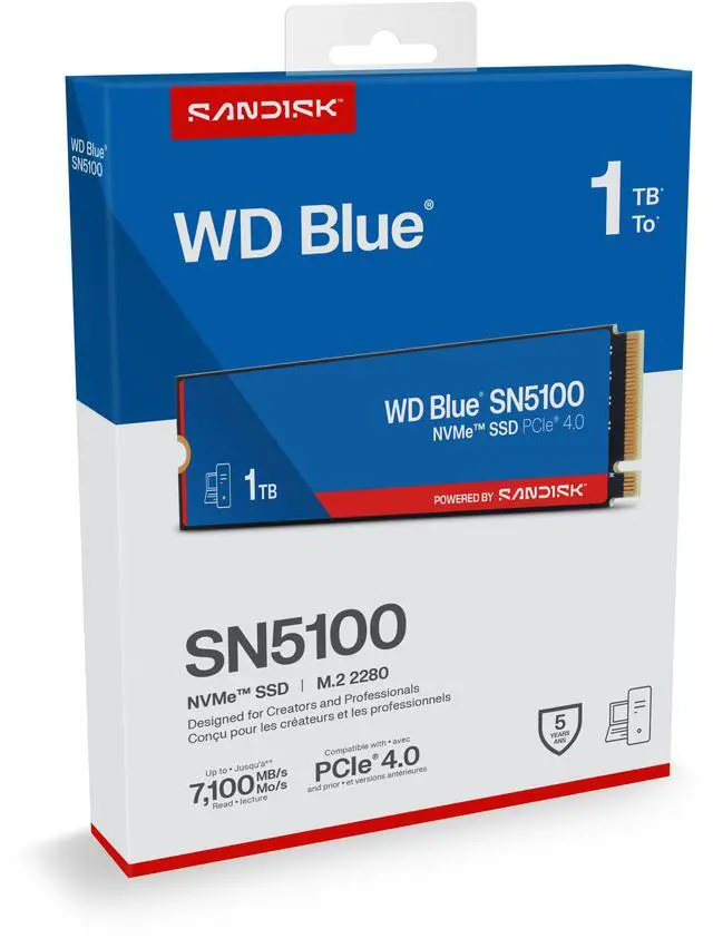Alt view image 8 of 9 - SanDisk WD Blue SN5100 M.2 2280 1TB PCI-Express 4.0 x4 3D NAND Internal Solid State Drive (SSD) - WDS100T5B0E-00CPE0