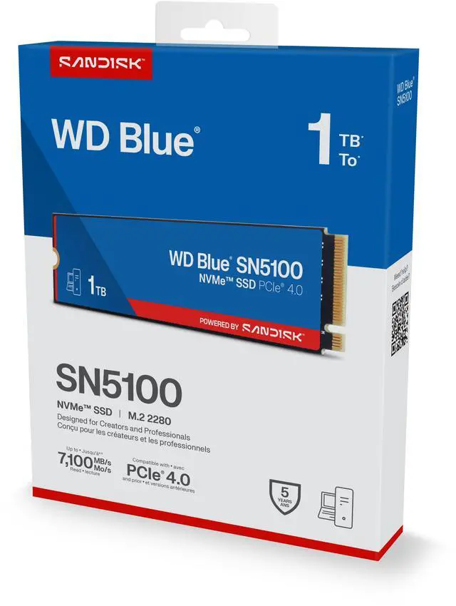 Alt view image 9 of 9 - SanDisk WD Blue SN5100 M.2 2280 1TB PCI-Express 4.0 x4 3D NAND Internal Solid State Drive (SSD) - WDS100T5B0E-00CPE0