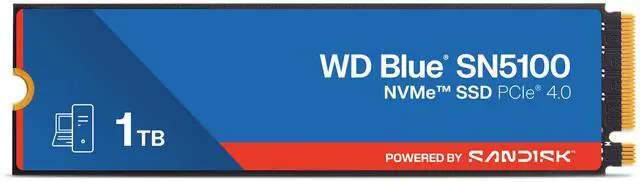 Main image of SanDisk WD Blue SN5100 M.2 2280 1TB PCI-Express 4.0 x4 3D NAND Internal Solid State Drive (SSD) - WDS100T5B0E-00CPE0
