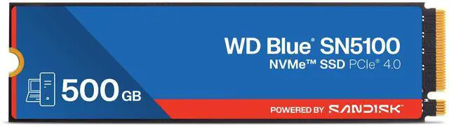Main image of SanDisk WD Blue SN5100 M.2 2280 500GB PCI-Express 4.0 x4 3D NAND Internal Solid State Drive (SSD) - WDS500G5B0E-00CPE0