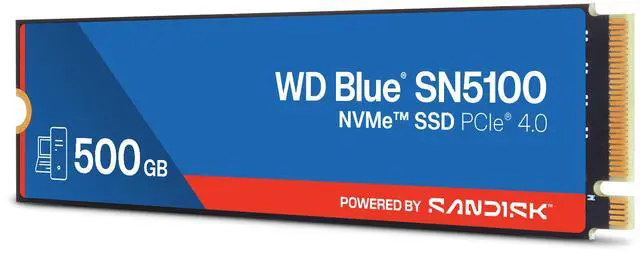 Alt view image 2 of 9 - SanDisk WD Blue SN5100 M.2 2280 500GB PCI-Express 4.0 x4 3D NAND Internal Solid State Drive (SSD) - WDS500G5B0E-00CPE0