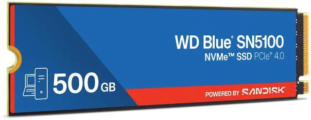 Alt view image 3 of 9 - SanDisk WD Blue SN5100 M.2 2280 500GB PCI-Express 4.0 x4 3D NAND Internal Solid State Drive (SSD) - WDS500G5B0E-00CPE0