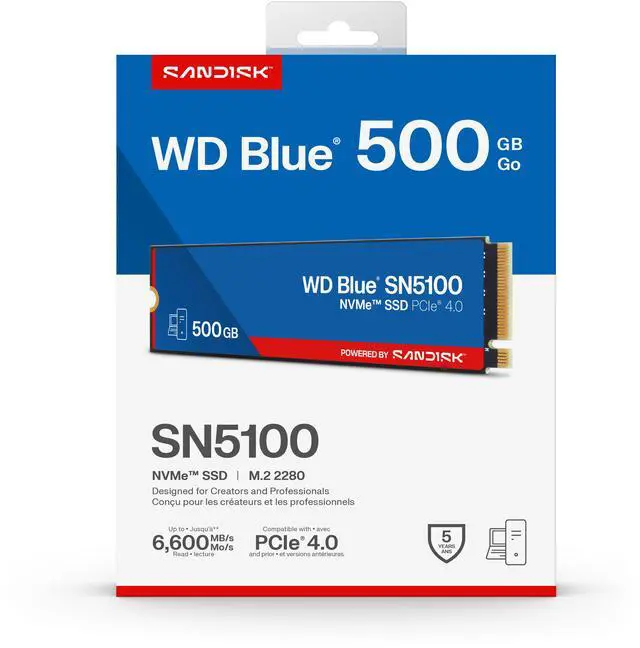 Alt view image 6 of 9 - SanDisk WD Blue SN5100 M.2 2280 500GB PCI-Express 4.0 x4 3D NAND Internal Solid State Drive (SSD) - WDS500G5B0E-00CPE0