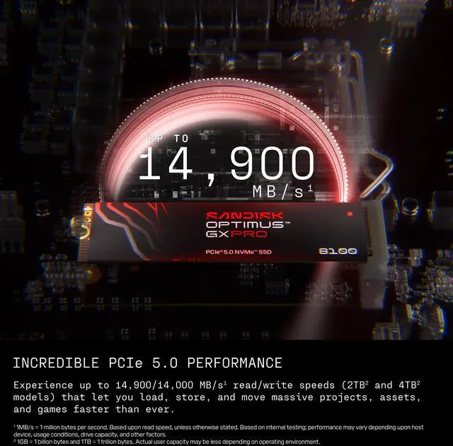 Alt view image 5 of 12 - SanDisk Optimus GX PRO 8100 M.2 2280-S3-M 1TB PCI-Express 5.0 x4 3D NAND TLC Internal Solid State Drive (SSD) SDSP82100TAN-000E0