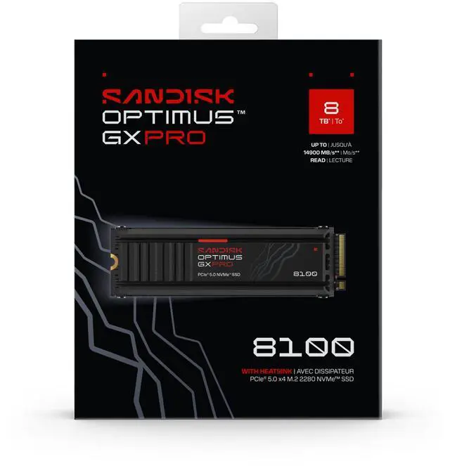 Alt view image 2 of 10 - SanDisk Optimus GX PRO 8100 M.2 2280 1TB PCI-Express 5.0 x4 3D NAND TLC Internal Solid State Drive (SSD) SDSP82100TAH-000E0