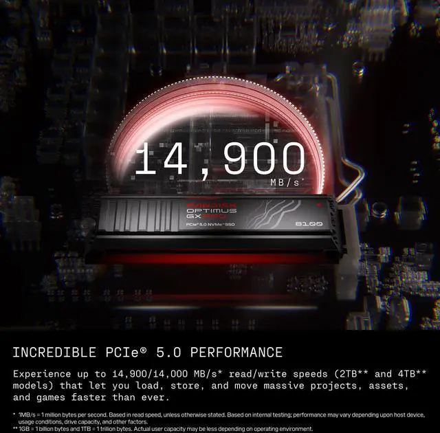 Alt view image 4 of 10 - SanDisk Optimus GX PRO 8100 M.2 2280 1TB PCI-Express 5.0 x4 3D NAND TLC Internal Solid State Drive (SSD) SDSP82100TAH-000E0