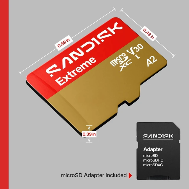 Alt view image 6 of 8 - SANDISK 2TB Extreme microSD UHS-I Card - Up to 245MB/s Read Speed and 170MB/s Write Speed, 5.3K Video, 4K UHD Video, high-Performance for Action cams, Drones, Android Devices - SDSQXH9-2T00-GZ6MA