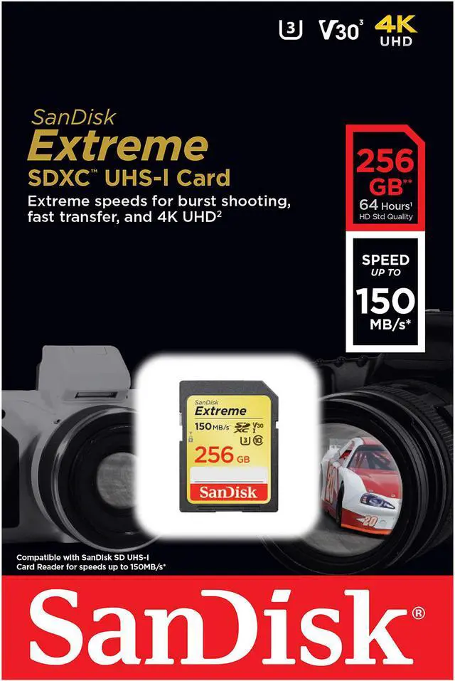 Alt view image 4 of 5 - SanDisk 256GB Extreme SDXC UHS-I/U3 Class 10 V30 Memory Card, Speed Up to 150MB/s (SDSDXV5-256G-GNCIN)