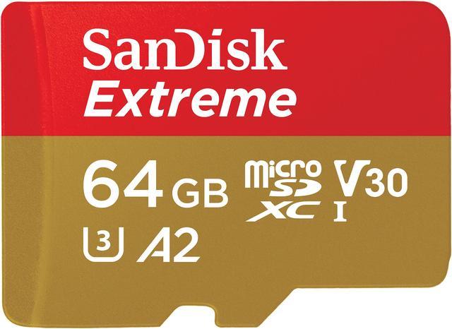 SanDisk 64GB Extreme microSDXC UHS-I/U3 A2 Memory Card with