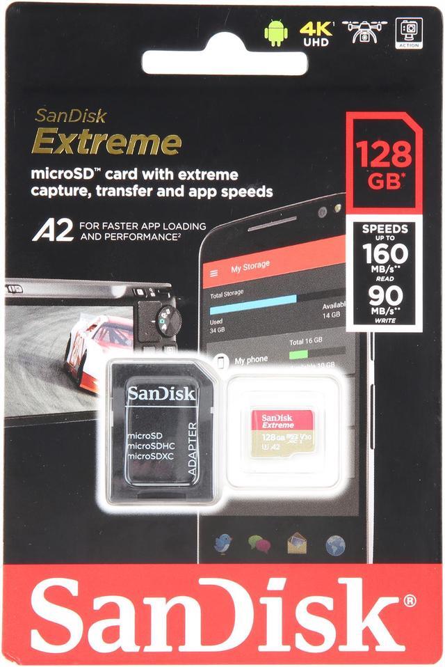 Alt view image 5 of 5 - SanDisk 128GB Extreme microSDXC UHS-I/U3 A2 Memory Card with Adapter, Speed Up to 160MB/s (SDSQXA1-128G-GN6MA)