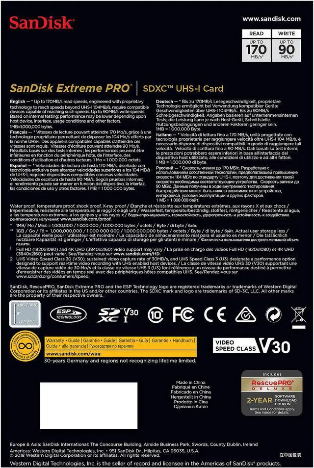 Alt view image 5 of 5 - SanDisk 256GB Extreme Pro SDXC UHS-I/U3 V30 Class 10 Memory Card, Speed Up to 170MB/s (SDSDXXY-256G-GN4IN)