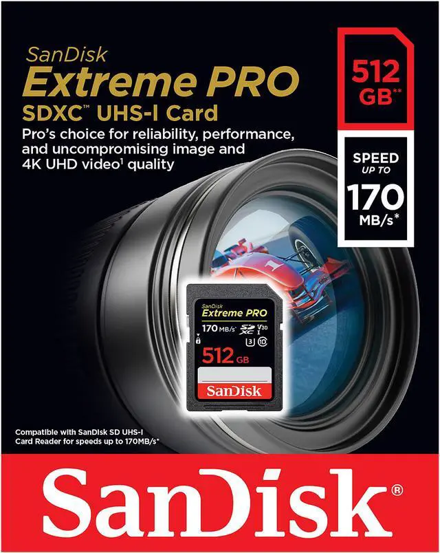 Alt view image 4 of 5 - SanDisk Extreme Pro 512GB SDXC UHS-I/U3 V30 Memory Card, Speed Up to 170MB/s (SDSDXXY-512G-GN4IN)