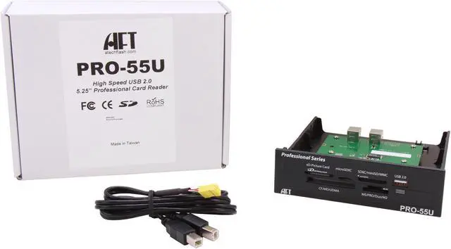 Alt view image 5 of 5 - AFT PRO-55U USB 2.0 5.25" Bay, CompactFlash/ SDHC/ SDXC/ microSD/ microSDXC/ miniSD/ miniSDHC/ MultiMediaCard/ Memory Stick/ xD-Picture Card. All-in-one Internal Flash Memory Card Reader