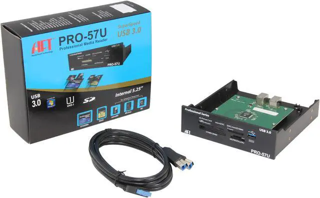 Alt view image 5 of 5 - AFT PRO-57U USB 3.0 5.25" Bay, CompactFlash/ SDHC/ SDXC/ microSD/ microSDXC/ miniSD/ miniSDHC/ MultiMediaCard/ Memory Stick/ xD-Picture Card. All-in-one Internal Media Card Reader