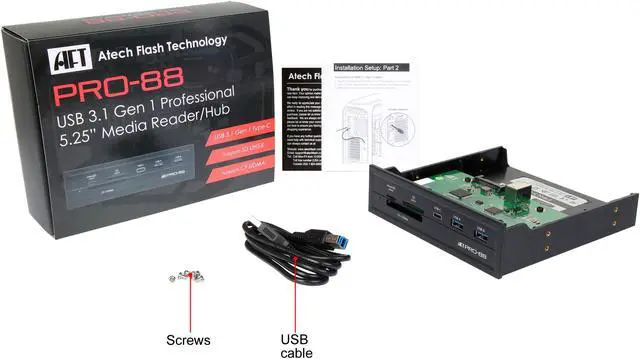 Alt view image 6 of 6 - Atech Flash Technology PRO-88 USB 3.1 gen 1 Professional 5.25"
Media Card Reader / Hub