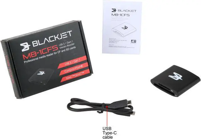 Alt view image 6 of 6 - AFT BLACKJET MB-1CFS BJ-0151-R01 CF - SDXC Media Reader USB Type-C 3.1 Gen 1 Media Reader