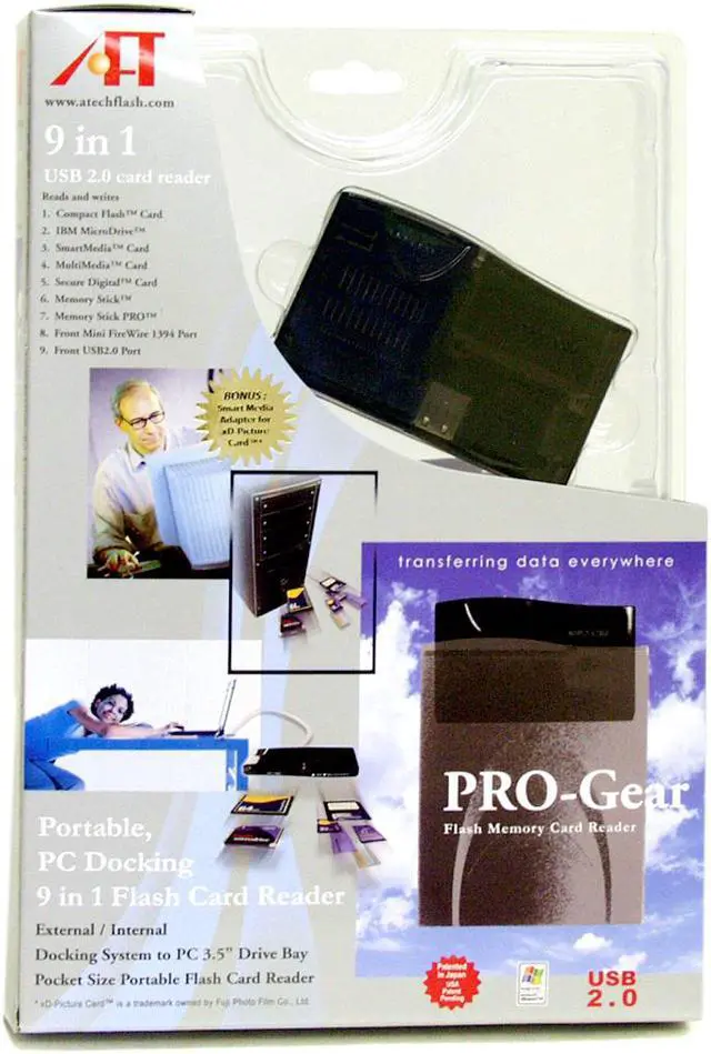 Alt view image 3 of 3 - AFT PRO-Gear 9-in-1 USB 2.0 Portable, PC docking Card Reader