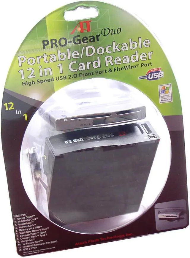 Alt view image 2 of 2 - AFT Pro-Gear Duo 12-in-1 USB 2.0 Internal/External Card Reader